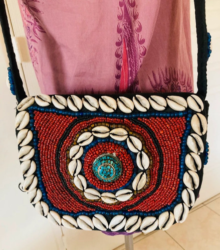 Borsa tela nera ricamata - borsa,